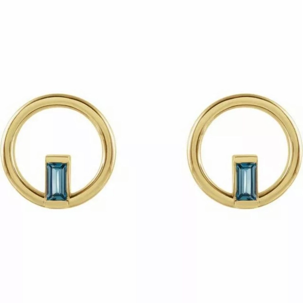 London Blue Topaz 14K Gold Circle Stud Earrings